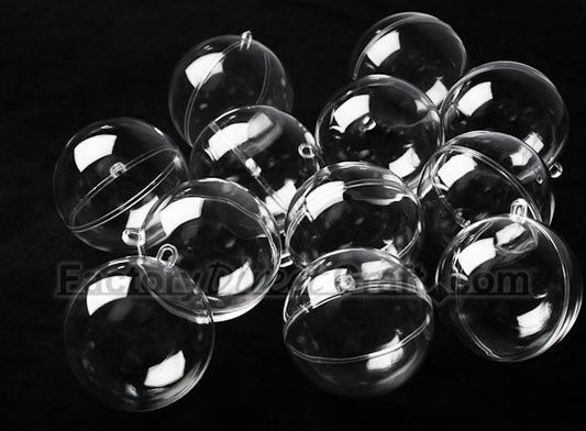 Clear Acrylic Fillable Ball Ornaments - 3 Sizes