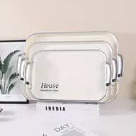 MHome Elegant Rectangular Tray Set 3PC – Melamine with Gold & Silver Trim