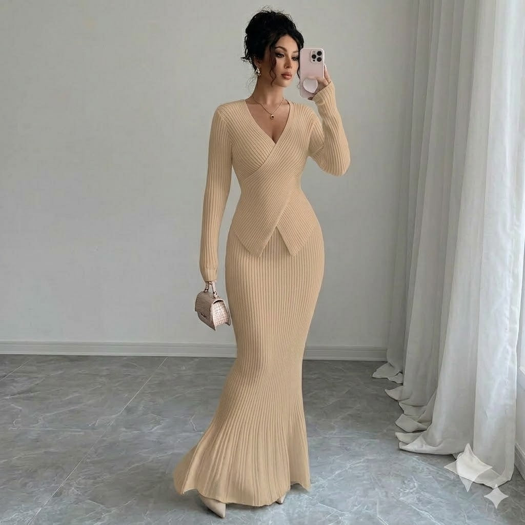 Women's Long Sleeve Bodycon Maxi Dress - Elegant Slim Fit Evening Dress - Various Colours