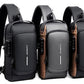 Stylish Small Sling Crossbody One Side Shoulder Bag Mobile Passport Document Waist Fanny Pack Tactical Travel Pouch for Daily Use With USB