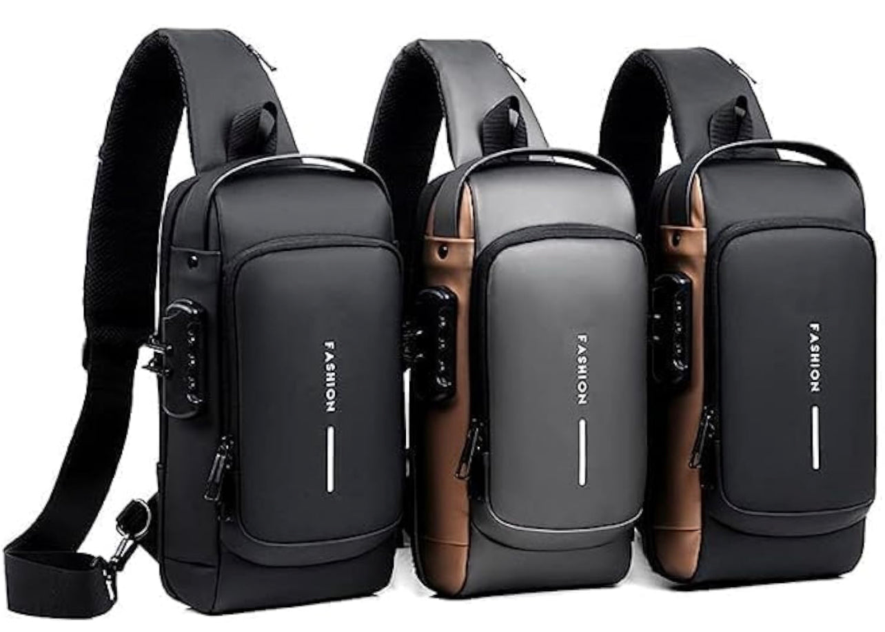 Stylish Small Sling Crossbody One Side Shoulder Bag Mobile Passport Document Waist Fanny Pack Tactical Travel Pouch for Daily Use With USB