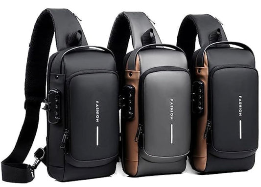 Stylish Small Sling Crossbody One Side Shoulder Bag Mobile Passport Document Waist Fanny Pack Tactical Travel Pouch for Daily Use With USB