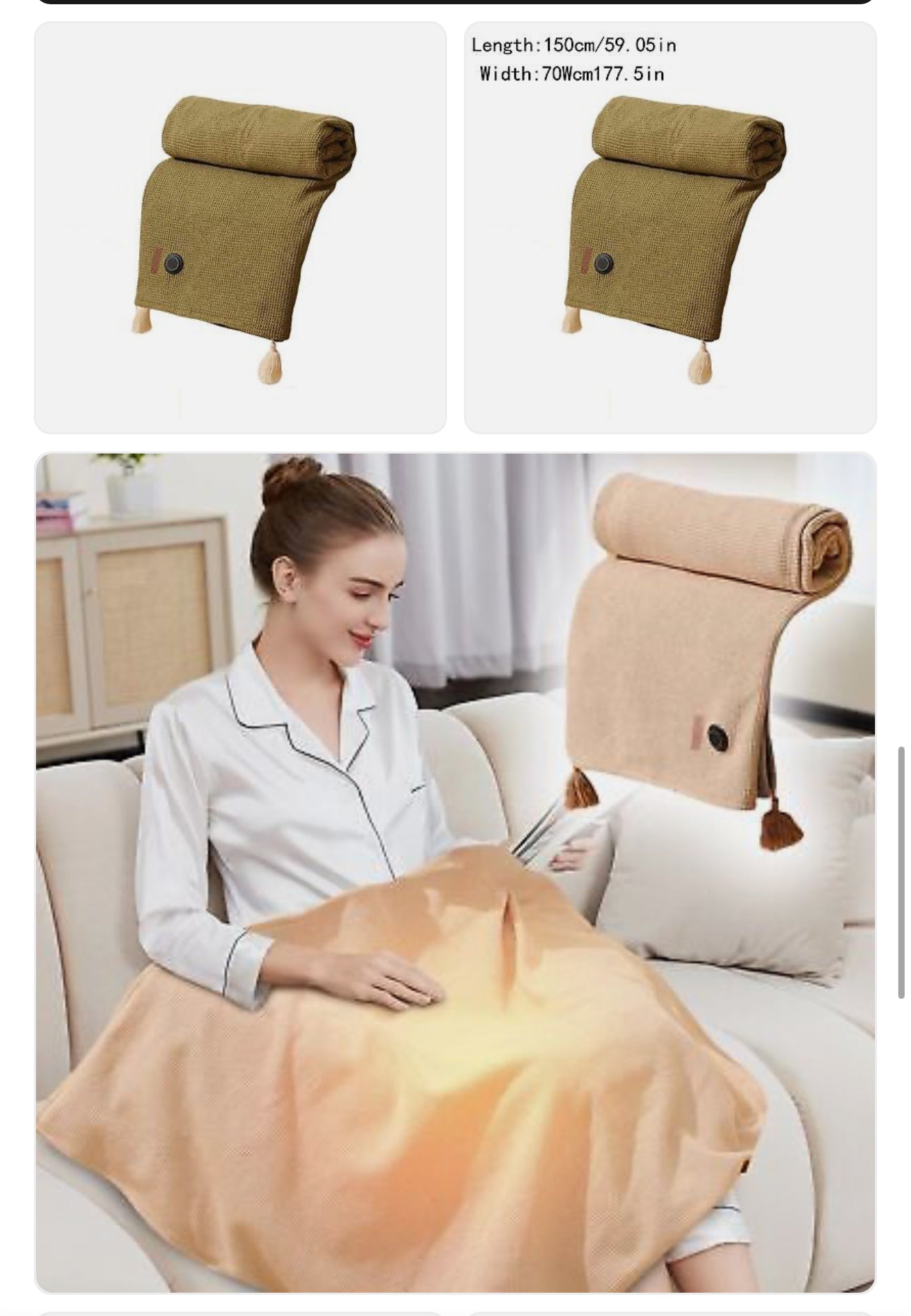 Large Plush we USB Electric Heated Blanket Warm Throw Poncho Wrap Blanket Shawl Portable