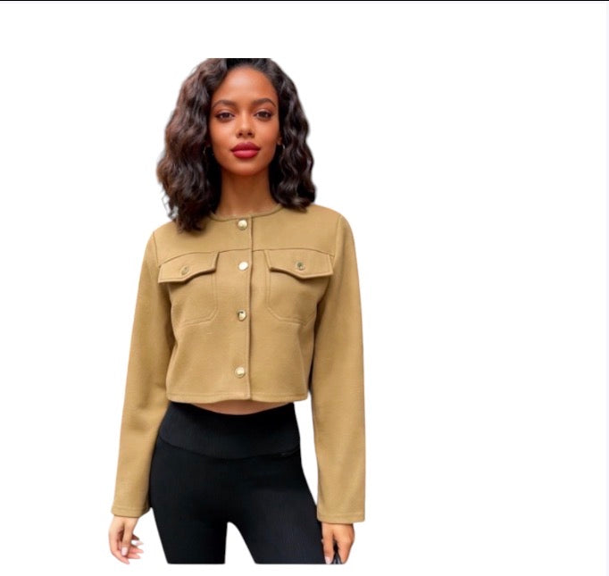 Ladies Cropped Melton Shacket-Various Colours