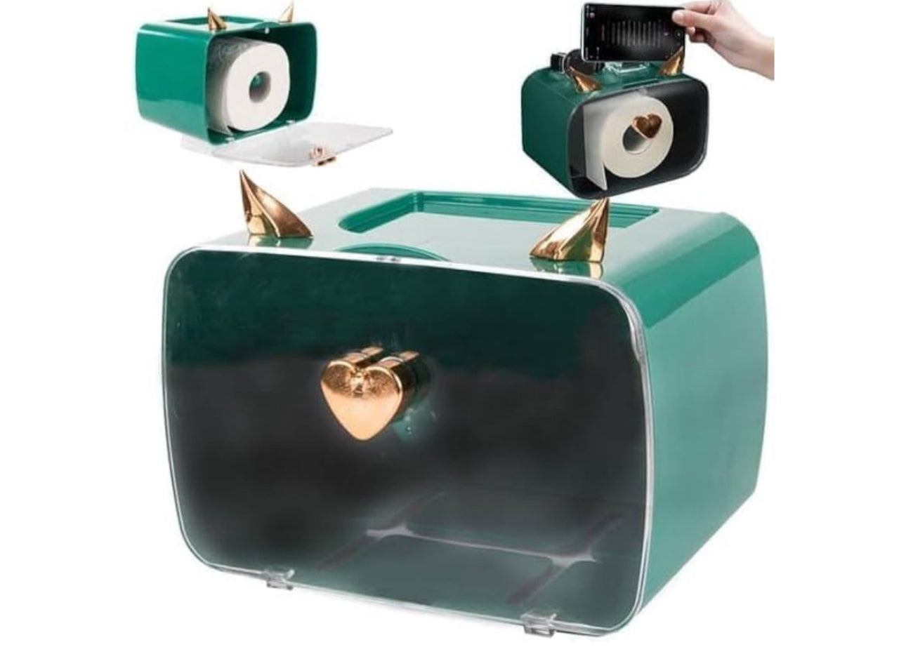 Modern Wall-Mounted Toilet Paper Roll Holder & Storage Shelf - Multicolor Plastic, Large Capacity, Bathroom Tissue Box & Storage Rack