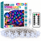 RGB USB LED Snowflake Curtain String Lights with Remote, 4m x 0.6m