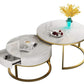 MFurn Living Room End Tables, Firm Durable Sofa Tables Office Living Room Decoration Nesting Tables White Marble/Wrought Iron Frame