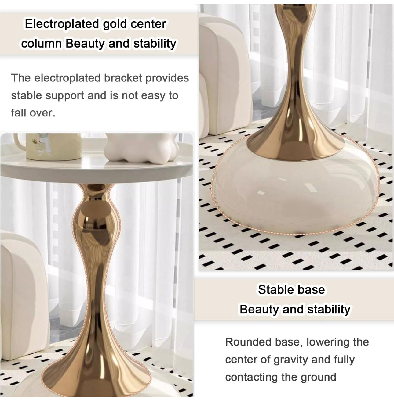 MFurn Small Round End Table – Modern Metal Pedestal Side Table for Living Spaces
