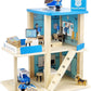 Kids Wooden Police Station Playset, RolePlay Dollhouse, 3-Level with Figures