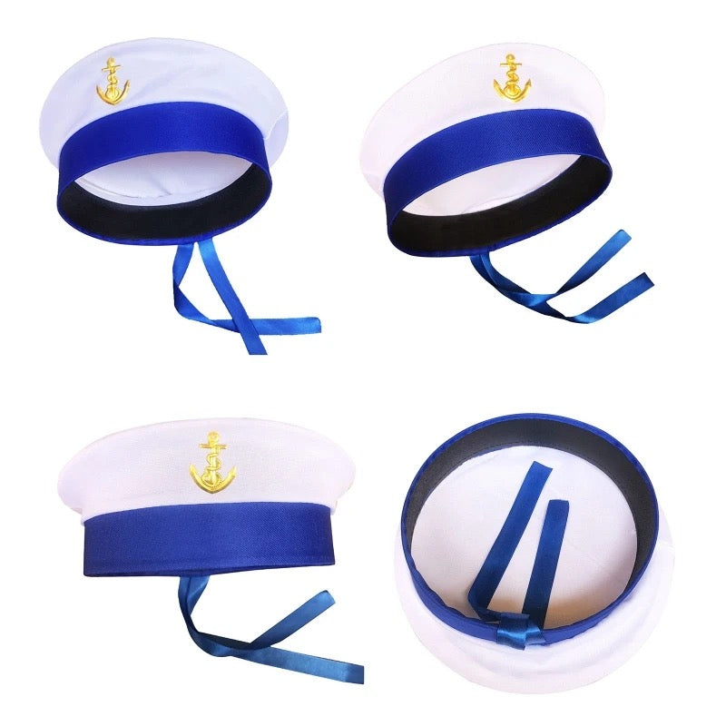 Sailor Hat Yacht Captain Hat Navy Marine Hat Adjustable Sailor Captain Costume Men Boat Navy Hat for Adult Kid Men Women