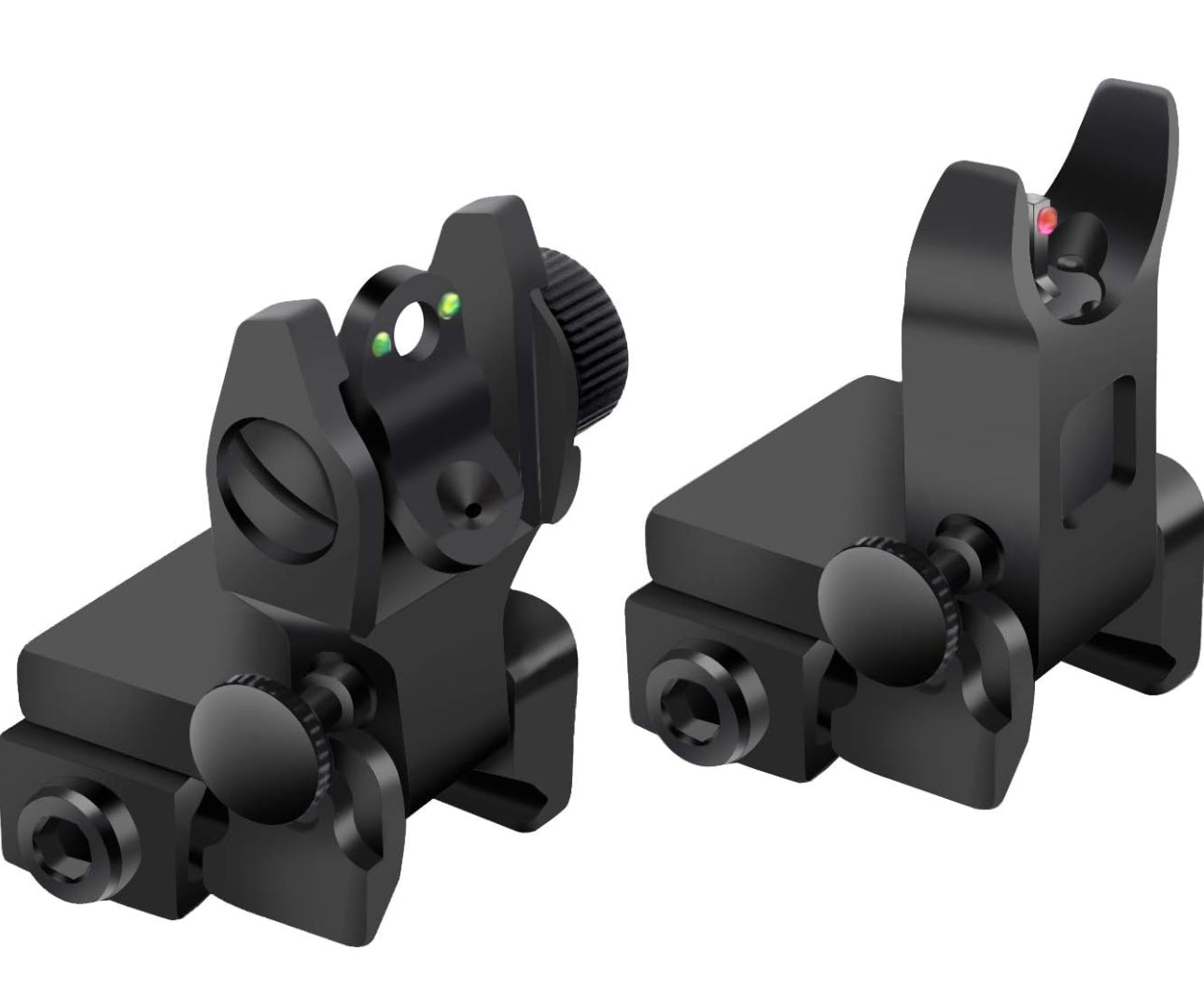 Tactical Fiber Optics Low Profile Flip up Iron Sight with Front Red Dot Sight and Rear Green Dot Sight