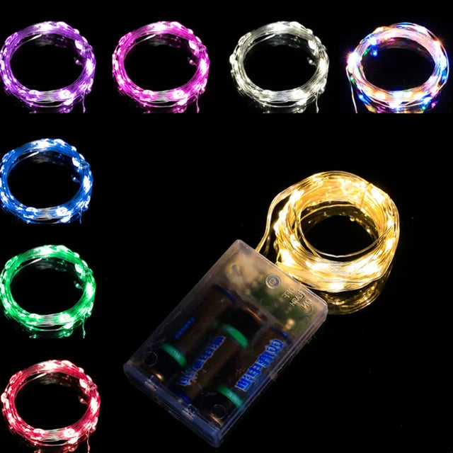LED String Lights Battery Box Copper Wire Garland Lamp Outdoor Waterproof Fairy Lighting For Christmas Wedding Party Decor - 3M