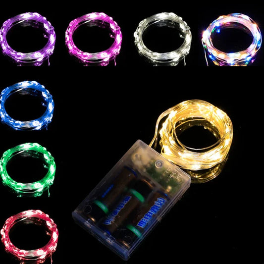 LED String Lights Battery Box Copper Wire Garland Lamp Outdoor Waterproof Fairy Lighting For Christmas Wedding Party Decor - 3M