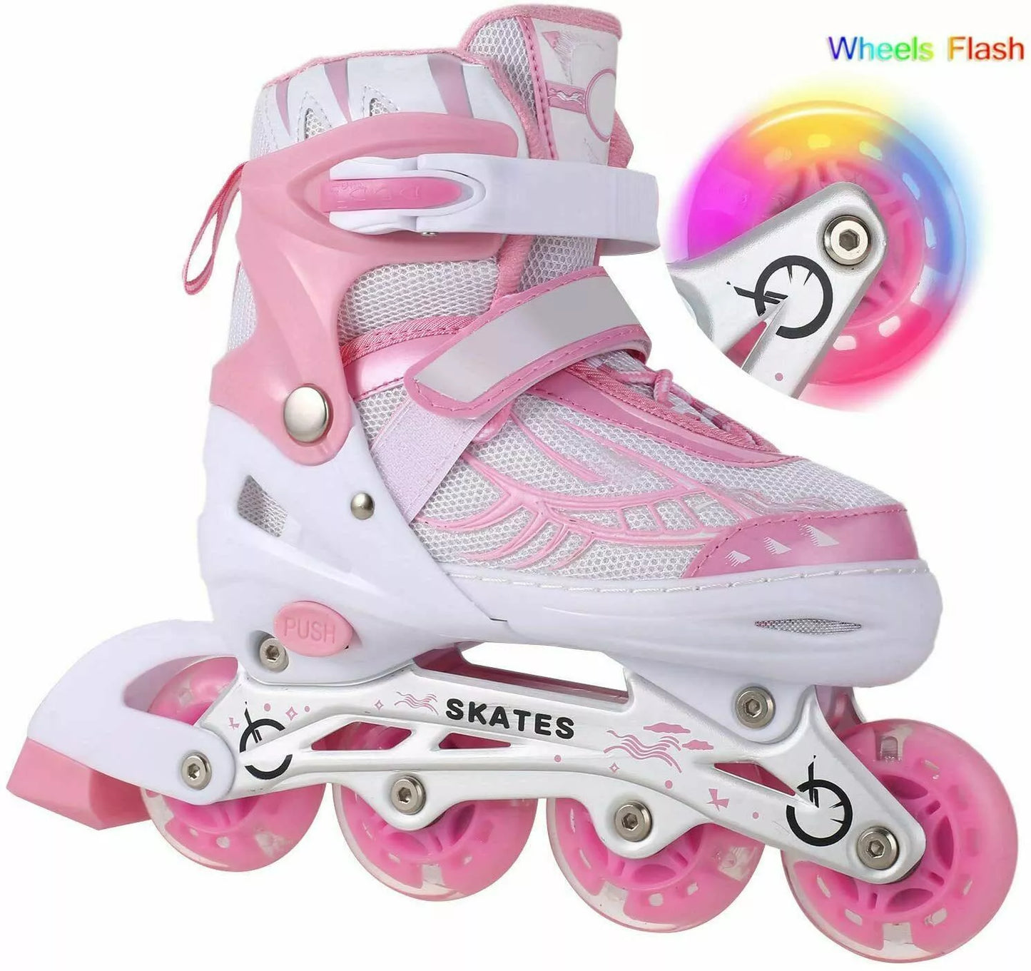 Adjustable Inline Skates Roller Blades w/Flashing Wheels Teens/Kids