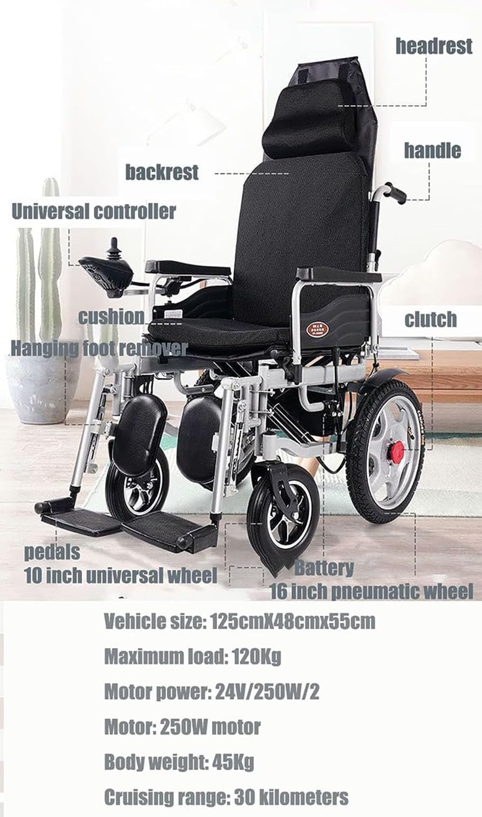 MTech Luxury Foldable Electric Wheelchair