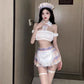 Sexy Uniforms Cute Student Maid Mini Dress Elegant Halter Neck T Shirt Sweet Hot Sexy