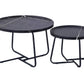 MFurn 2-Piece Round Coffee Table Set – Modern Wood Raised Edge with Metal Frame