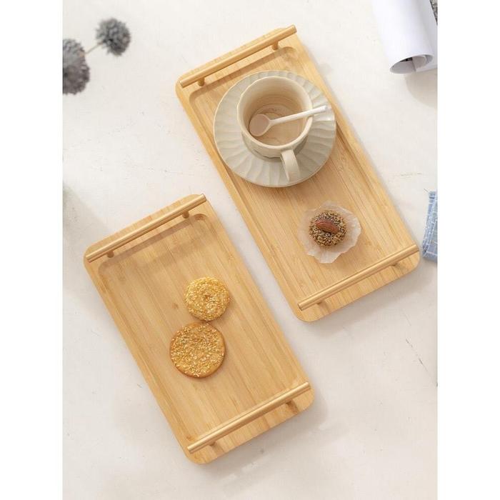 MHome 3-Piece Bamboo Serving Tray Set – Eco-Friendly Tea & Dessert Trays