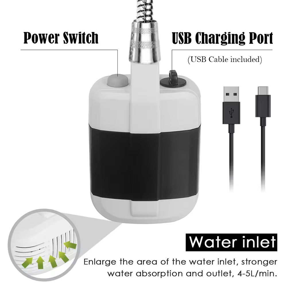 Ximeite Portable Outdoor Shower, USB Type With Rechargeable Option