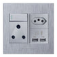 HELLO TODAY 4x4 Usb/euro/single Socket Silver Design