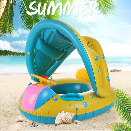 Baby Swimming Ring With Parasol Handle And Pump Safe And Non-toxic