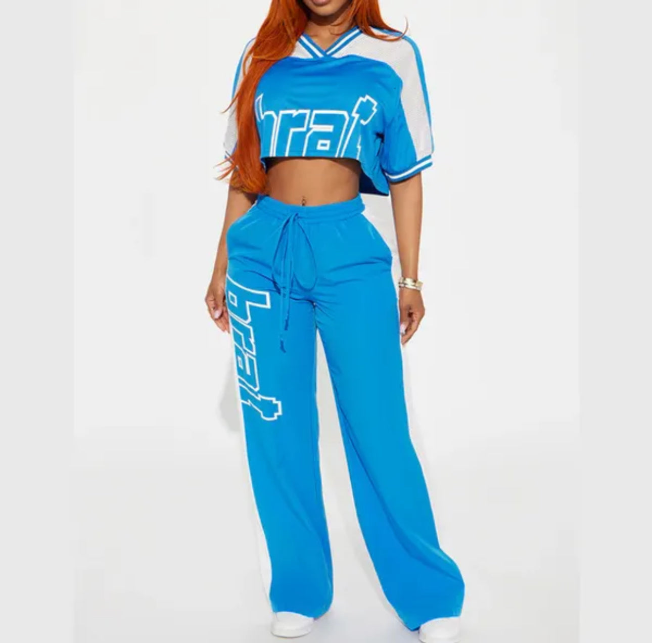 Women Trending Tracksuit Open Top, High Waisted Pants 2pc Set-Various Colours