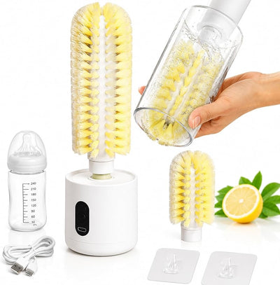 MHome Electric Brush Cleaner, 360° Rotating Cup Washer with Long Short Head Cleaning, for Home Kitchen Sink Restaurant Bar Travel Mug Glass Tumbler Drinkware