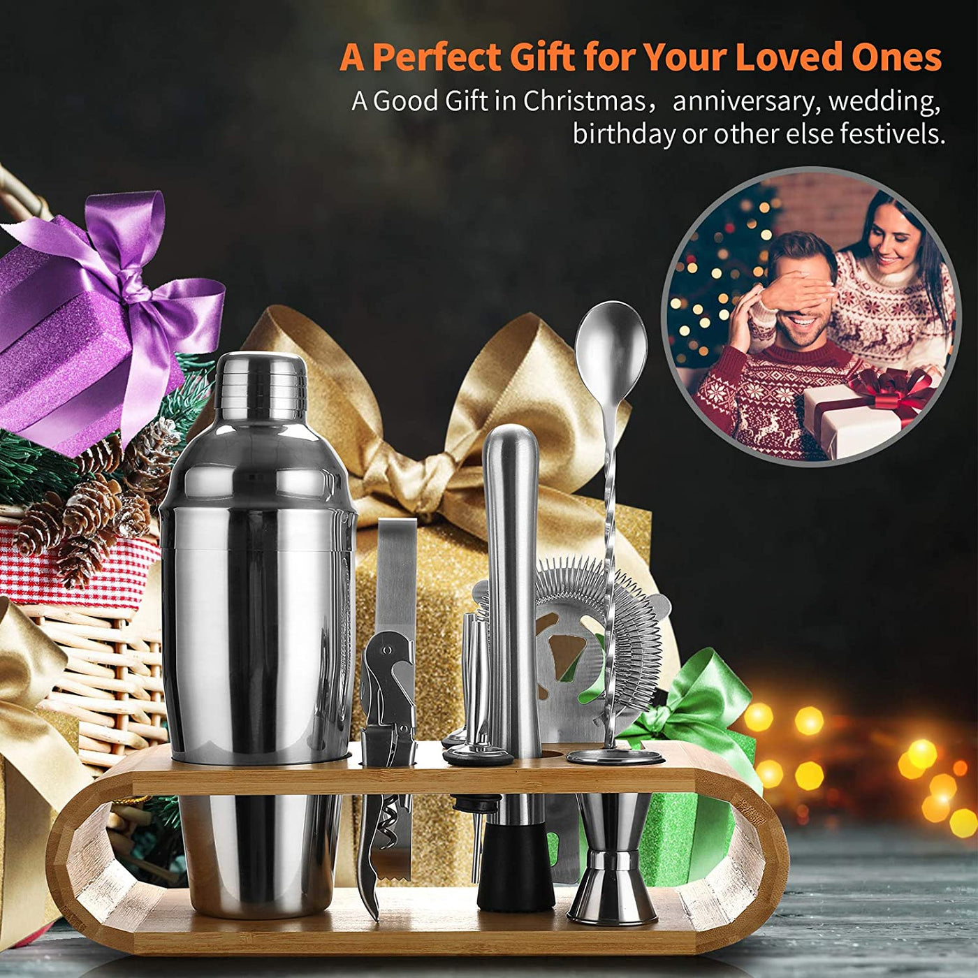 Megaware Stainless Steel Cocktail Shaker Kit 12 Piece Set