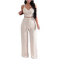 Ladies Summer Dressy Casual Outfits Sleeveless Cami Top And Palazzo Pants Set Trendy Two Piece Outfit-Various Colours