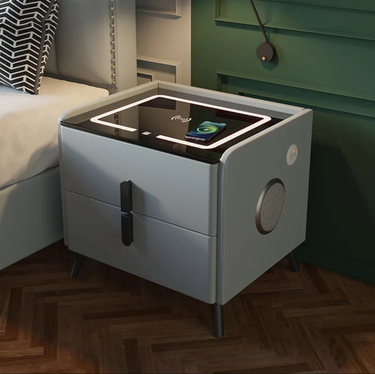 Smart Bedside Table BT, USB + LED +WIRELESS Charger - Various Colours