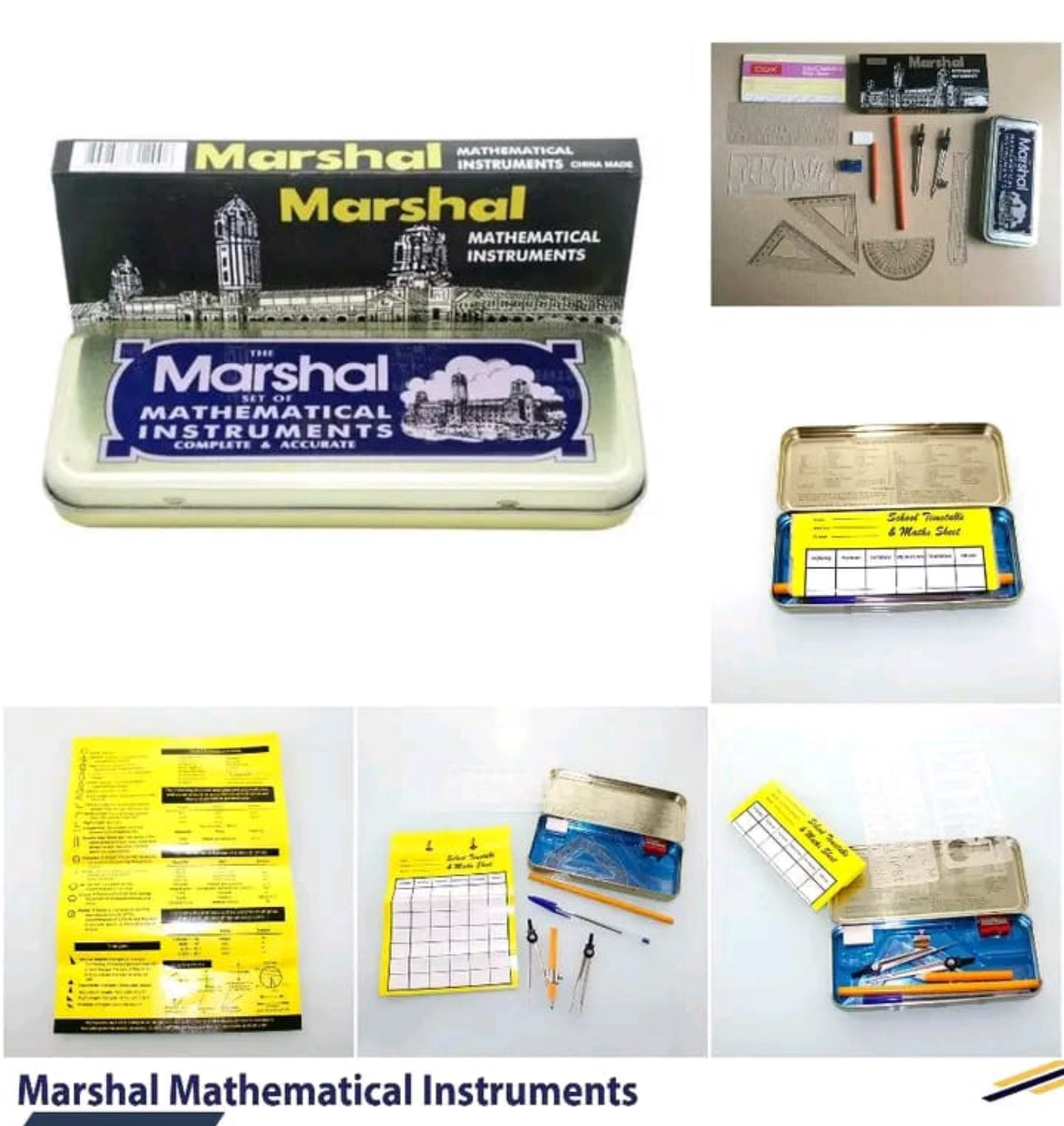 Marshal Oxford Geometry Set Metal Box Compass Geometry Math Set