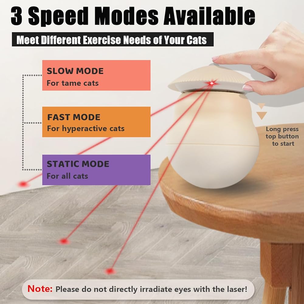 Interactive Cat Laser Toys Tumbler Design,Automatic 360° Rotation Laser Cat Toy, USB Charging 3 Modes Real Random Trajectory for Bored Indoor Cats/Kittenes/Dogs