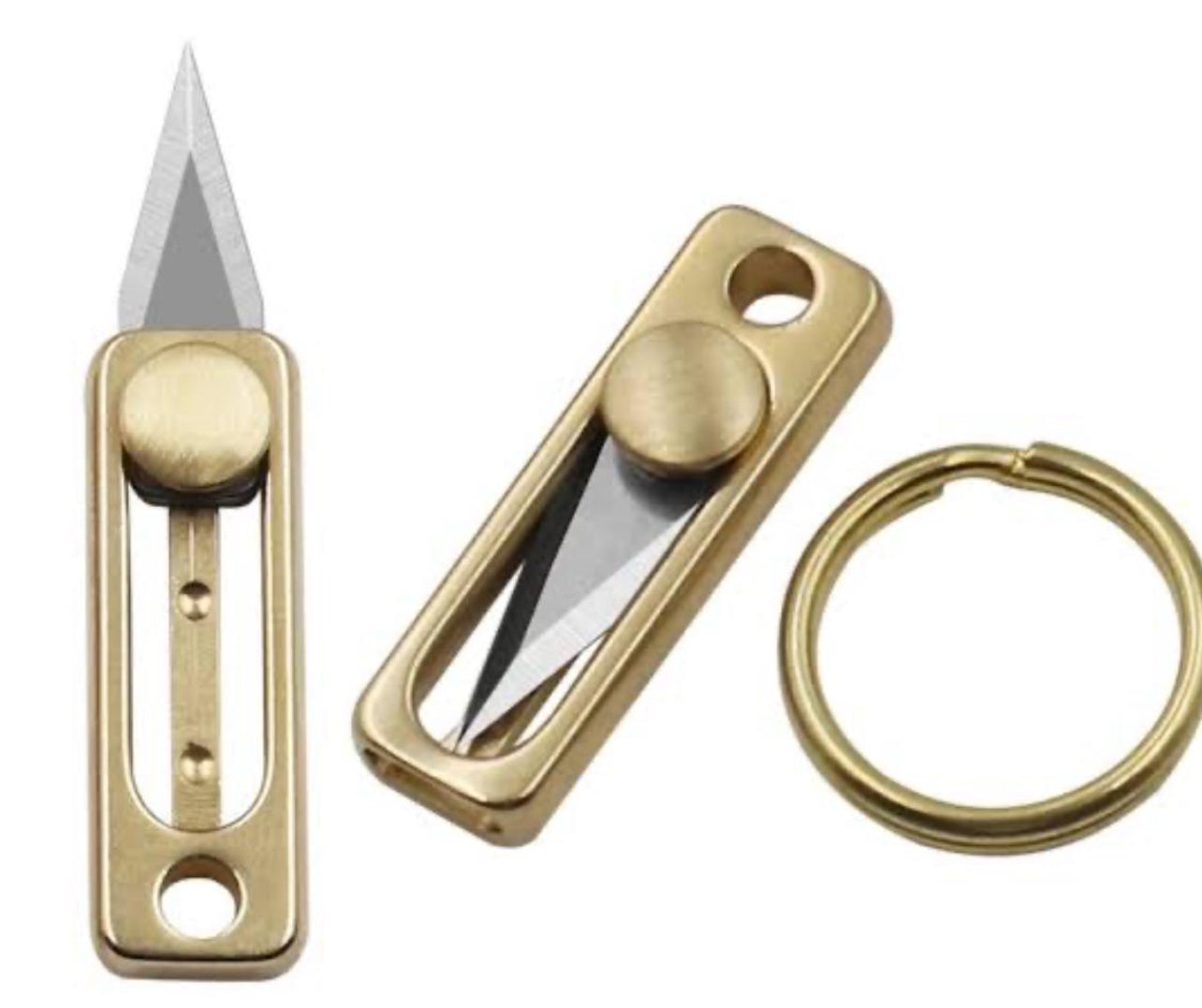 Mini Keychain Knife Sharp Brass Knife Retractable Small Pocket Cutting Tool