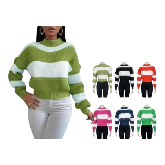Women's Colour Block Pullover Sweater-Various Colours