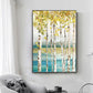 Nordic Abstract Canvas Painting Tree Poster Living Room Bedroom Golden Wall Art Pictures Home Decor Frameless 90x60cm