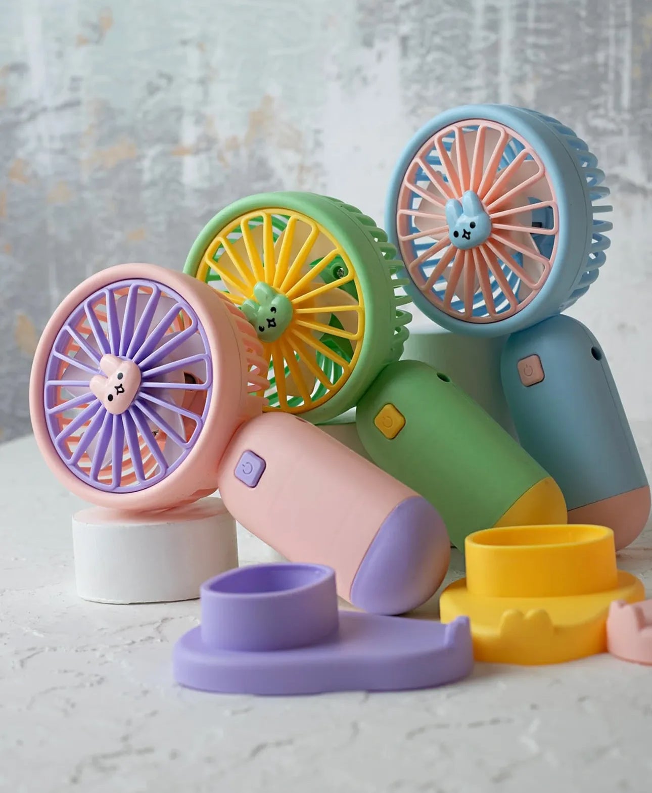 Mini Fan With Mobile Phone Holder USB Charging-Various Colours