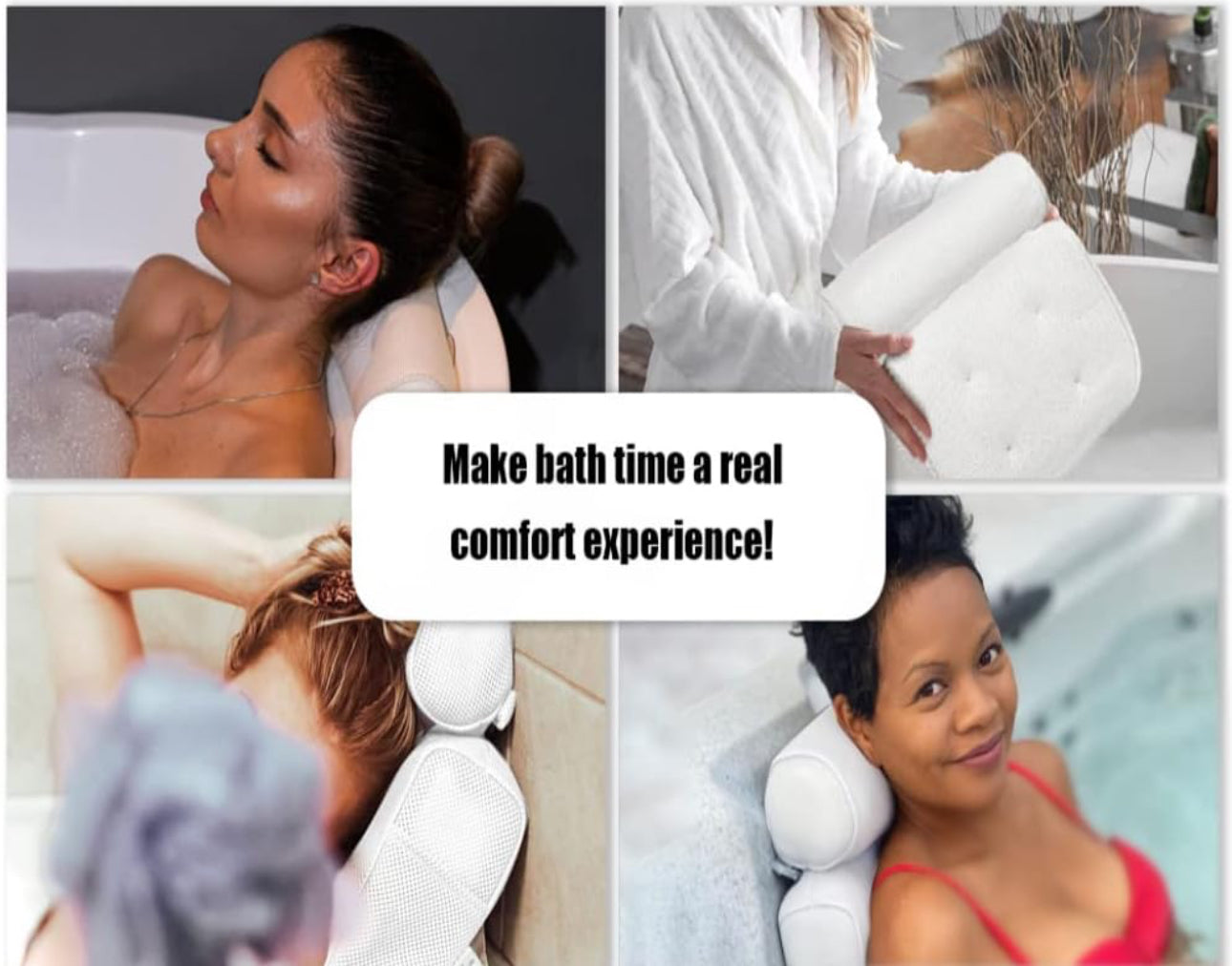 Bathtub Anti-Slip Headrest Pillow for Head, Neck and Shoulder Support, Bath Pillow Fits All Bathtub, Hot Tub and Home Spa