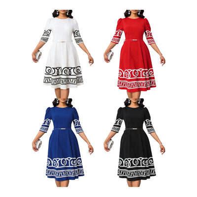 Ladies Elegant Fit-and-Flare MIDI Dress-Various Colours