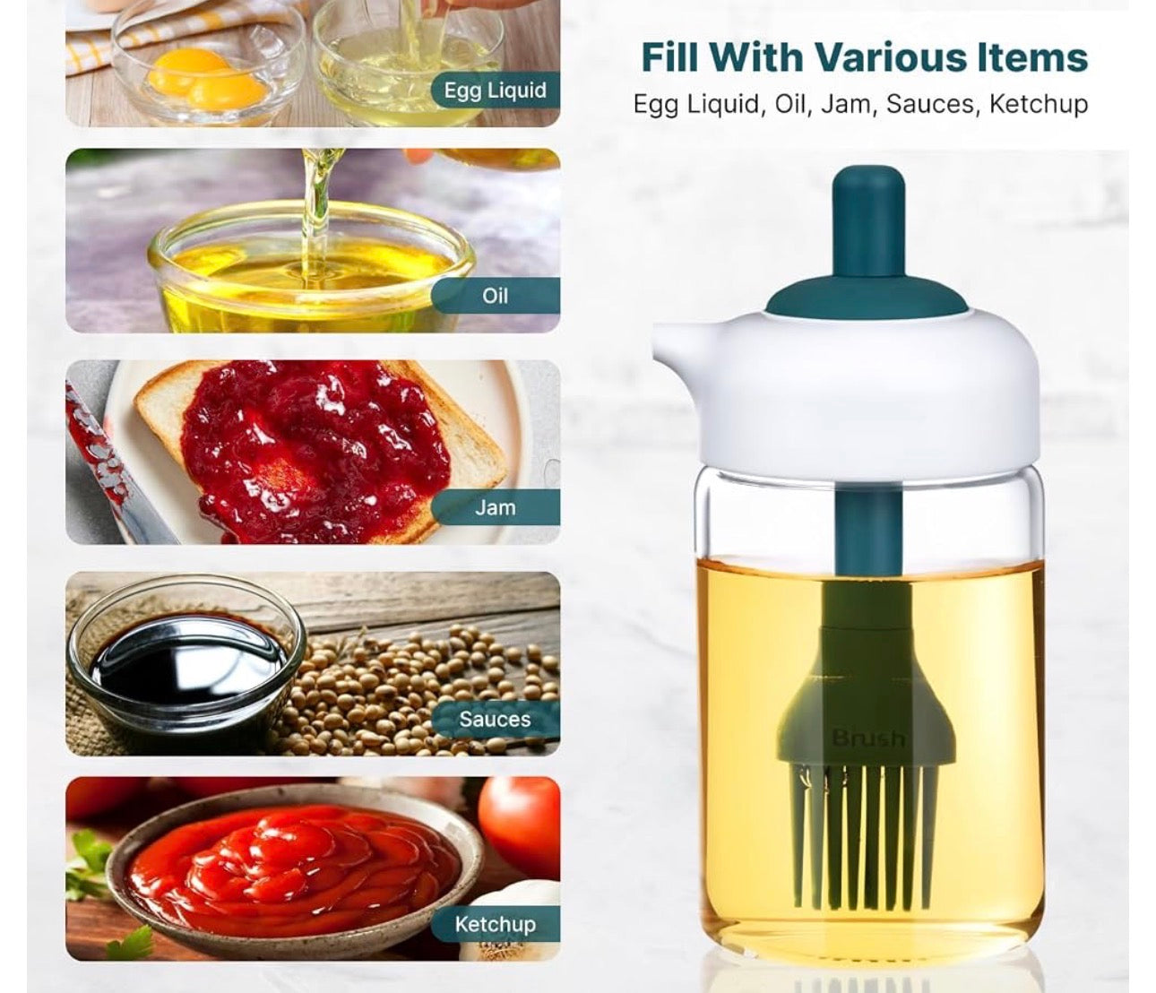 MHome 2-1 Condiment Jar & Oil Dispenser