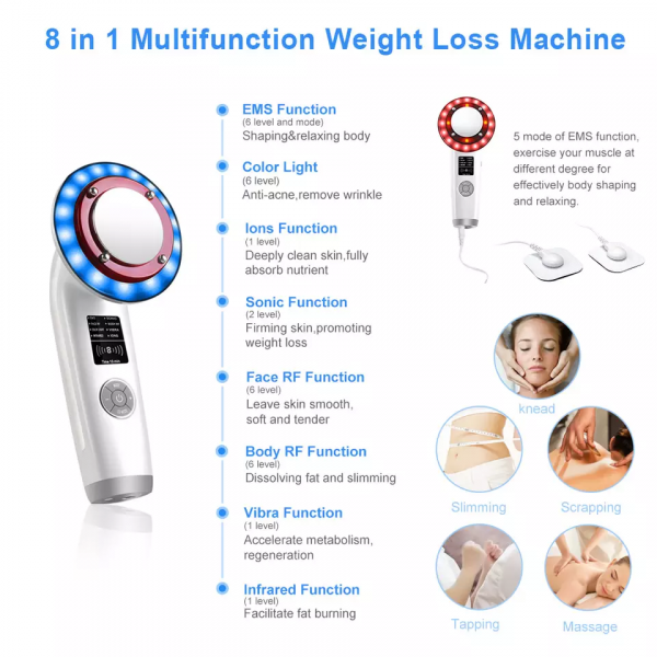 Body Slimming 8-IN-1 Machine ,Anti-Cellulite Fat Burner Skin Lift Tighten Massager - Available In Black or White
