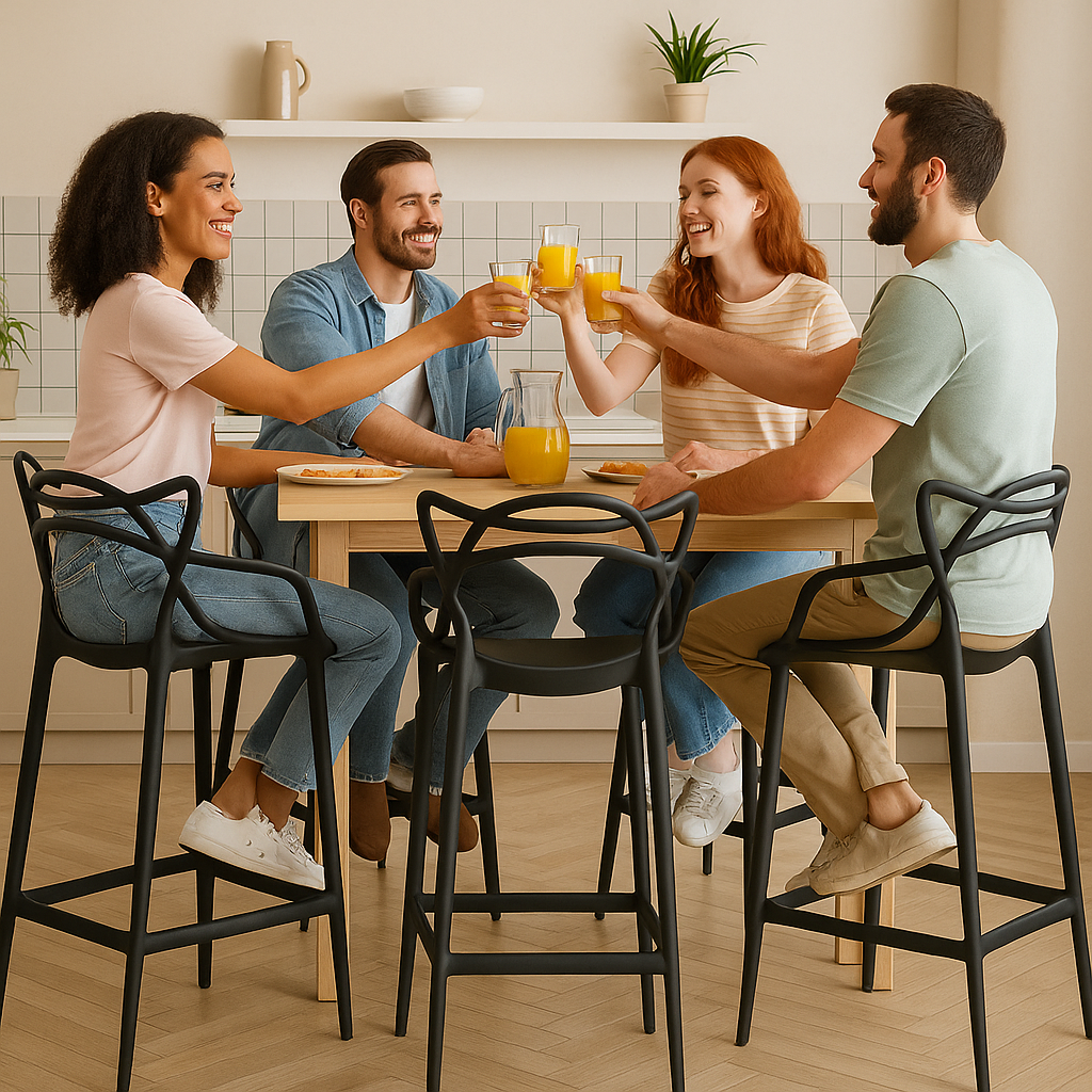 MFurn Modern Designer Bar Stool - Sleek Polypropylene Frame - Contemporary Bar Seating