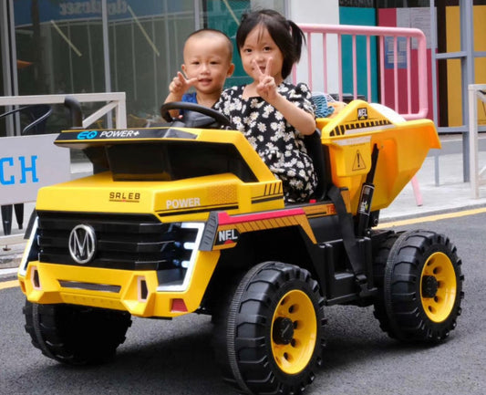 2-seater dump truck double seat battery operated children toddler kid electric ride on car with parent remote control