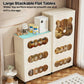 MHome  Kids Bear Wardrobe/Multifunctional Collapsible Plastic Wardrobe for Kids- Storage Cabinet – Dustproof Organizer for Baby Clothes, Toys & Books with Wheels & Hangers- Beige/Various Sizes