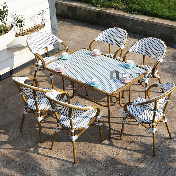 MFurn Lola French Bistro Outdoor Patio Set 7pc-Only Available On Pre-Order