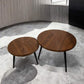 MFurn 2pc Nesting Side Tables – Round Wood Top with Sturdy Metal Frame
