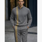 Men's Fashion Casual Zipper Up Collar Long Sleeved 2pc Set-Various Colours