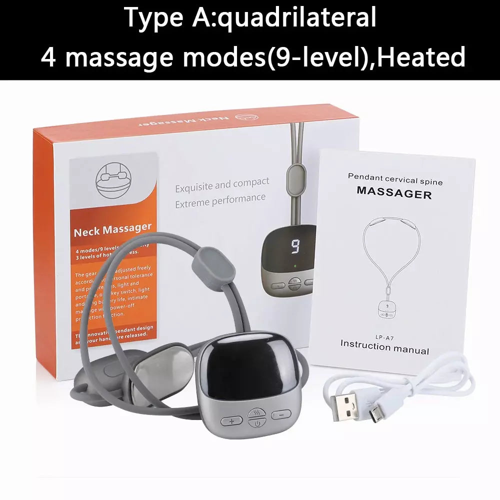 Smart Hanging Neck Shoulder Cervical Massager Heating TENS EMS Pulse Necklace