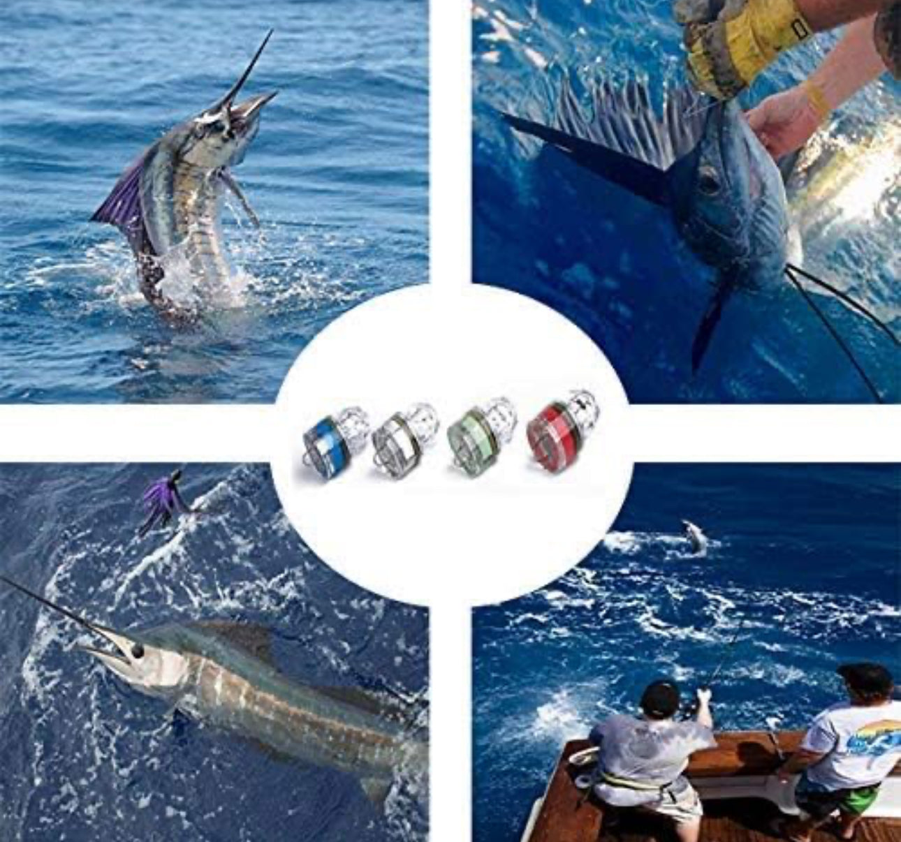 LED Deep Drop Underwater Fishing Light Diamond Tubular Style Bait Lure Squid, 350/700hrs Lifespan, 1000M Deep