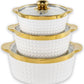 MHome 3Piece Porcelain and Ceramic Serveware Set, with Lids. Glossy Finish, for Elegant Serving.