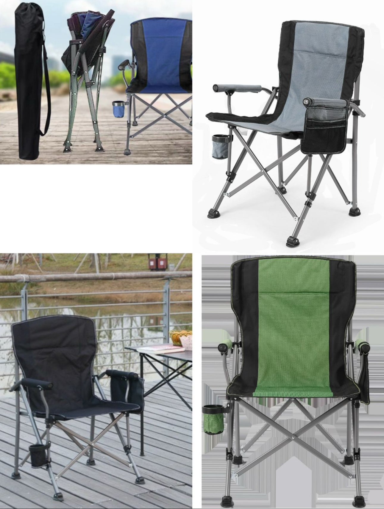 Foldable Folding Chair with Pocket Carrying Storage Bag Cup Holder Packable Portable for Camping Fishing Outdoor Indoor Use
